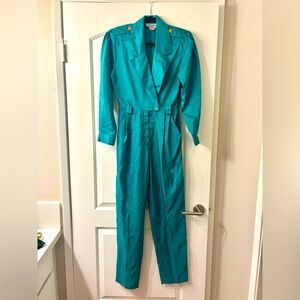 Vintage Joan Walters turquoises jumpsuit - size 4 - excellent condition